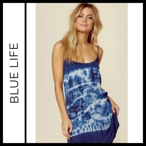 Blue Life X Planet Blue Tie Dye Christy Silk Mini Dress - Picture 2 of 6